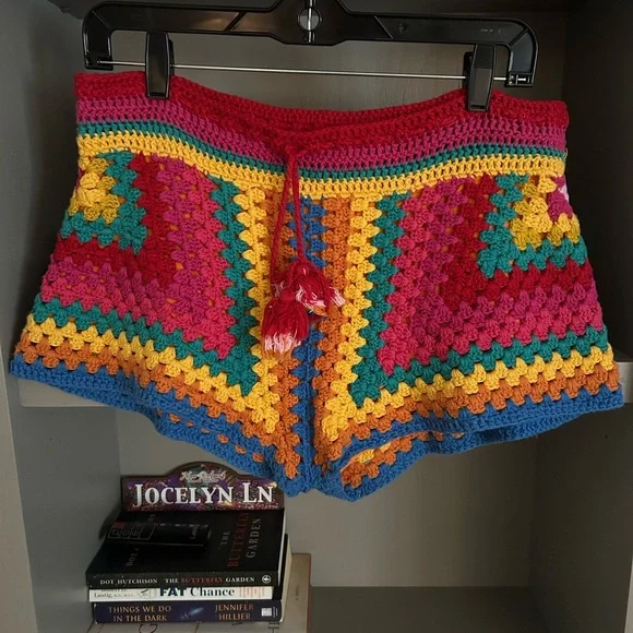 Farm Rio Striped Crochet Multicolor Shorts - Picture 3 of 4